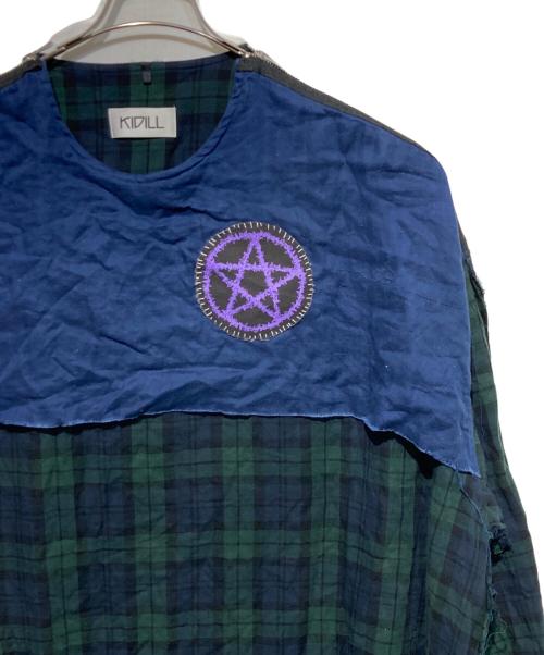 KIDILL（キディル）KIDILL (キディル) 24SS GAUZE SHIRT グリーン×ネイビー サイズ:Fの古着・服飾アイテム