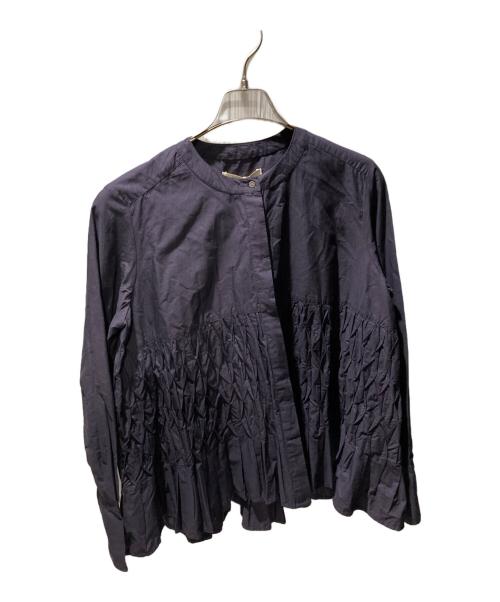 ne quittez pas（ヌキテパ）ne quittez pas (ヌキテパ) COTTON POPLIN WAVE BLOUSE ネイビー サイズ:Freeの古着・服飾アイテム