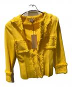 FOXEYフォクシー）の古着「ツイード切替カーディガン」｜イエロー