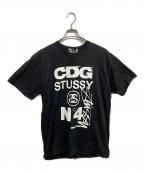 CDG×stussyシーディージー×ステューシー）の古着「コラボプリントTシャツ」｜ブラック