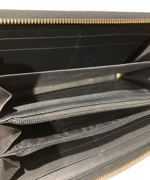 GUCCI（グッチ）GUCCI (グッチ) GGリボンラウンドファスナーウォレット ブラックの古着・服飾アイテム