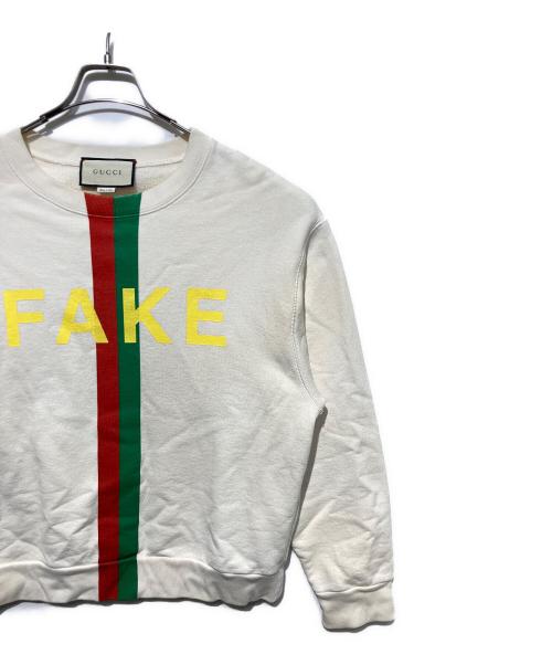 GUCCI（グッチ）GUCCI (グッチ) FAKEプリントスウェット ベージュ サイズ:Ｓの古着・服飾アイテム