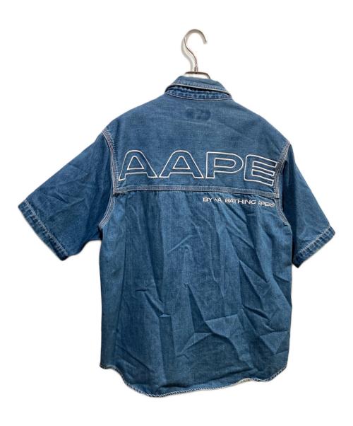 Aape BY A BATHING APE（エーエイプ バイ アベイシングエイプ）AAPE BY A BATHING APE (エーエイプ バイ アベイシングエイプ) logo-patch Dnim Shirt/ワッペン半袖デニムシャツ インディゴ サイズ:Sの古着・服飾アイテム