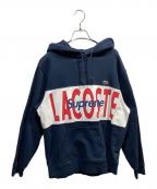SUPREME×LACOSTEシュプリーム×ラコステ）の古着「Logo Panel Hooded Sweatshirt」｜ネイビー×ホワイト
