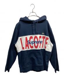 SUPREME×LACOSTE（シュプリーム×ラコステ）の古着「Logo Panel Hooded Sweatshirt」｜ネイビー×ホワイト