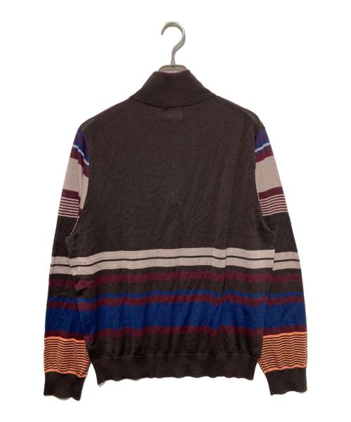 PAUL SMITH（ポールスミス）PAUL SMITH (ポールスミス) マルチボーダー ハーフジップニット ブラウン サイズ:ＸＬの古着・服飾アイテム
