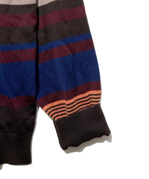 PAUL SMITH（ポールスミス）PAUL SMITH (ポールスミス) マルチボーダー ハーフジップニット ブラウン サイズ:ＸＬの古着・服飾アイテム