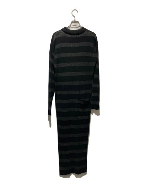 L'appartement（アパルトモン）L'Appartement (アパルトモン) 襟付きボーダーニットワンピース ブラック×グレー サイズ:34の古着・服飾アイテム