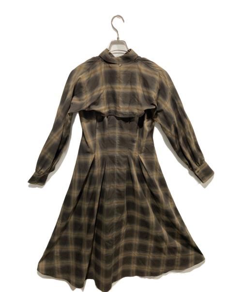 Ameri（アメリ）AMERI (アメリ) 3WAY OMBRE CHECK FLARE DRESS ブラウン サイズ:Sの古着・服飾アイテム