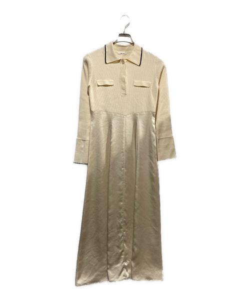 FRAY ID（フレイ アイディー）FRAY ID (フレイ アイディー) オープンポロカラーニットワンピース アイボリー サイズ:1の古着・服飾アイテム