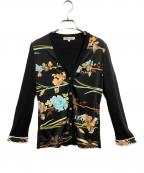 LEONARD SPORTレオナール スポーツ）の古着「花柄ニットカーディガン」｜ブラック