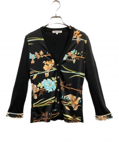 【時巡る】美品　LEONARD SPORT カーディガン　ロゴボタン　花柄 極美品✨LEONARD レオナール 花柄 金ボタンコットン カーディガン M