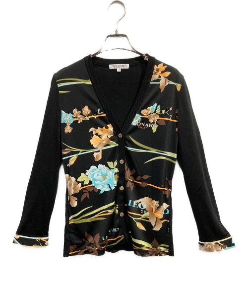 LEONARD SPORT（レオナール スポーツ）LEONARD SPORT (レオナール スポーツ) 花柄ニットカーディガン ブラック サイズ:38の古着・服飾アイテム