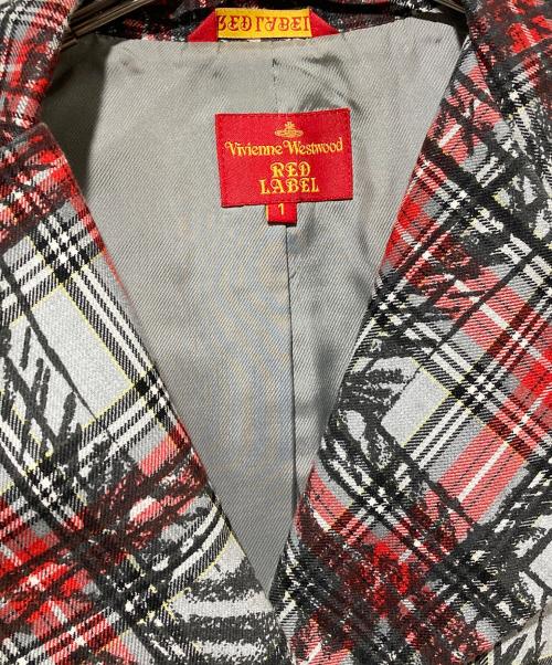 Vivienne Westwood RED LABEL（ヴィヴィアンウエストウッドレッドレーベル）Vivienne Westwood RED LABEL (ヴィヴィアンウエストウッドレッドレーベル) オーブボタンタータンチェック変形ジャケット レッド サイズ:1の古着・服飾アイテム