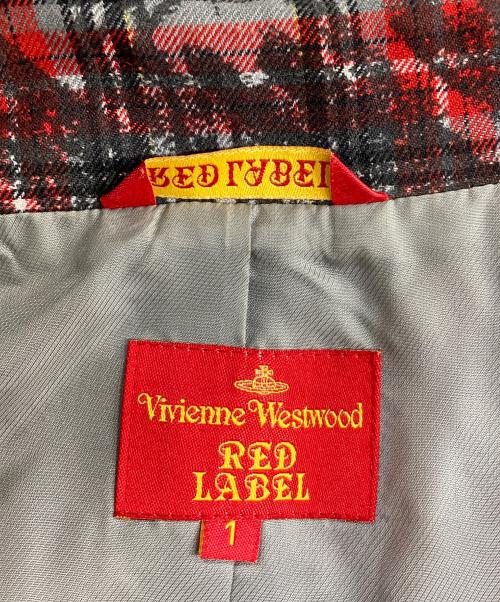 Vivienne Westwood RED LABEL（ヴィヴィアンウエストウッドレッドレーベル）Vivienne Westwood RED LABEL (ヴィヴィアンウエストウッドレッドレーベル) オーブボタンタータンチェック変形ジャケット レッド サイズ:1の古着・服飾アイテム