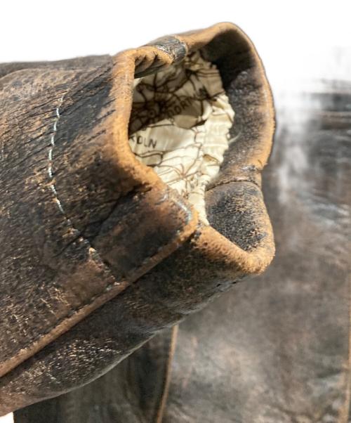 AVIREX（アヴィレックス）AVIREX (アヴィレックス) ヴィンテージ裏地地図柄クロップドレザージャケット ブラウン サイズ:Sの古着・服飾アイテム