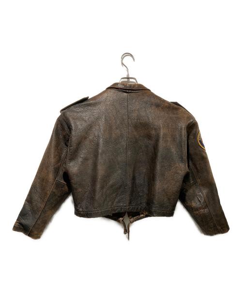 AVIREX（アヴィレックス）AVIREX (アヴィレックス) ヴィンテージ裏地地図柄クロップドレザージャケット ブラウン サイズ:Sの古着・服飾アイテム
