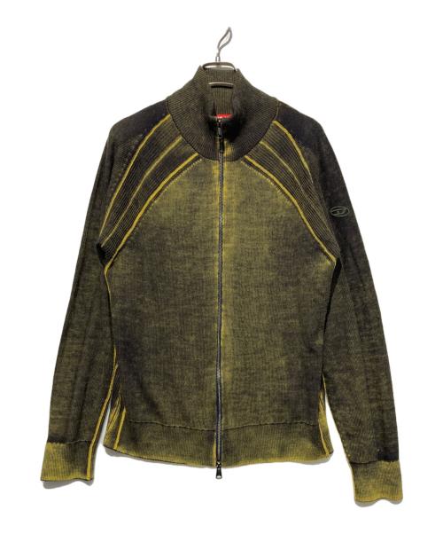DIESEL（ディーゼル）DIESEL (ディーゼル) K-IRINI ドライバーズニット グレー×イエロー サイズ:Lの古着・服飾アイテム