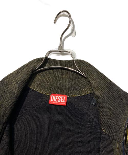 DIESEL（ディーゼル）DIESEL (ディーゼル) K-IRINI ドライバーズニット グレー×イエロー サイズ:Lの古着・服飾アイテム