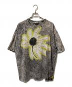 DIESELディーゼル）の古着「花柄ウォッシュド加工Tシャツ/T-WASH-H3」｜グレー