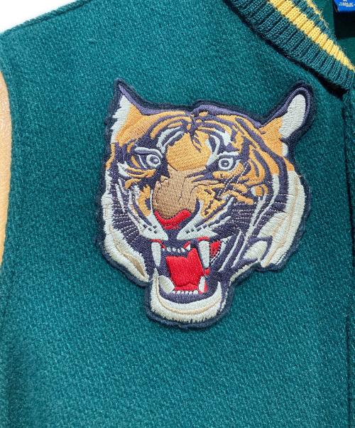 POLO RALPH LAUREN（ポロ・ラルフローレン）POLO RALPH LAUREN (ポロ・ラルフローレン) 50周年記念タイガー刺繍レザースリーブバーシティ ジャケット ブラウン×グリーン サイズ:Mの古着・服飾アイテム