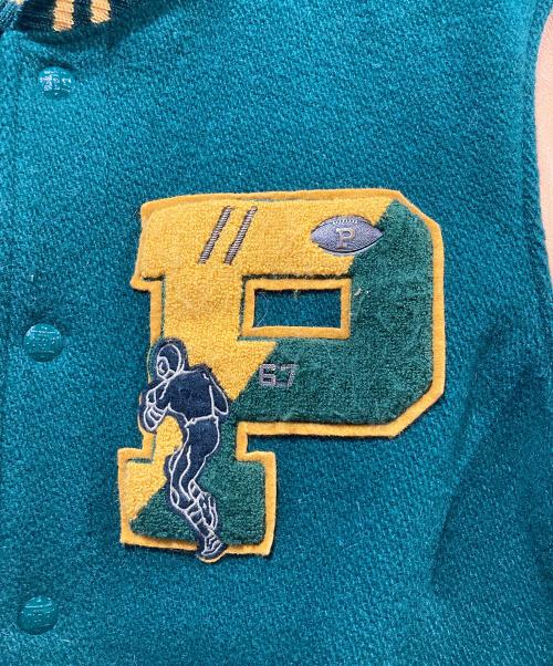 POLO RALPH LAUREN（ポロ・ラルフローレン）POLO RALPH LAUREN (ポロ・ラルフローレン) 50周年記念タイガー刺繍レザースリーブバーシティ ジャケット ブラウン×グリーン サイズ:Mの古着・服飾アイテム