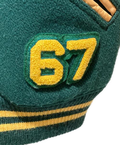 POLO RALPH LAUREN（ポロ・ラルフローレン）POLO RALPH LAUREN (ポロ・ラルフローレン) 50周年記念タイガー刺繍レザースリーブバーシティ ジャケット ブラウン×グリーン サイズ:Mの古着・服飾アイテム