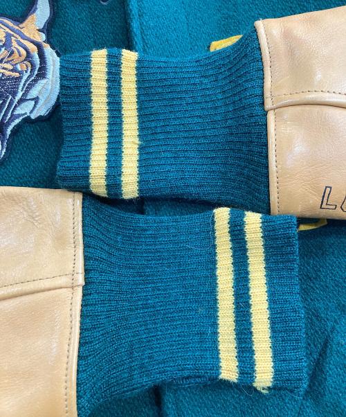 POLO RALPH LAUREN（ポロ・ラルフローレン）POLO RALPH LAUREN (ポロ・ラルフローレン) 50周年記念タイガー刺繍レザースリーブバーシティ ジャケット ブラウン×グリーン サイズ:Mの古着・服飾アイテム