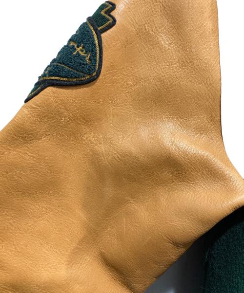 POLO RALPH LAUREN（ポロ・ラルフローレン）POLO RALPH LAUREN (ポロ・ラルフローレン) 50周年記念タイガー刺繍レザースリーブバーシティ ジャケット ブラウン×グリーン サイズ:Mの古着・服飾アイテム