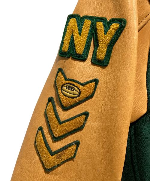 POLO RALPH LAUREN（ポロ・ラルフローレン）POLO RALPH LAUREN (ポロ・ラルフローレン) 50周年記念タイガー刺繍レザースリーブバーシティ ジャケット ブラウン×グリーン サイズ:Mの古着・服飾アイテム