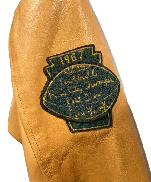 POLO RALPH LAUREN（ポロ・ラルフローレン）POLO RALPH LAUREN (ポロ・ラルフローレン) 50周年記念タイガー刺繍レザースリーブバーシティ ジャケット ブラウン×グリーン サイズ:Mの古着・服飾アイテム