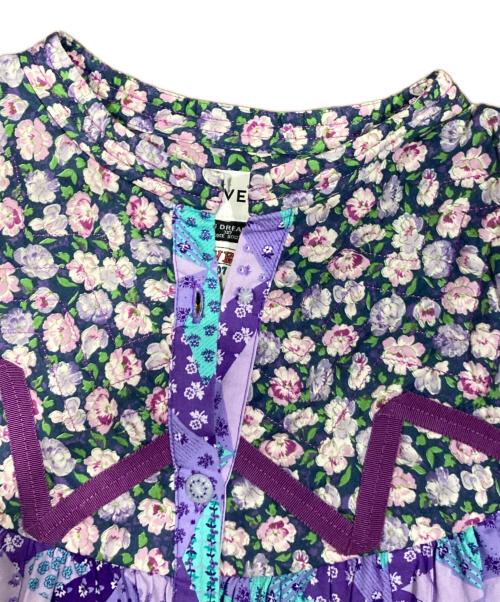 MUVEIL（ミュベール）MUVEIL (ミュベール) マルチプリントギャザーブラウス パープル サイズ:38の古着・服飾アイテム