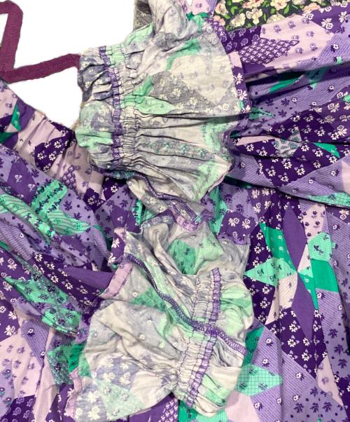 MUVEIL（ミュベール）MUVEIL (ミュベール) マルチプリントギャザーブラウス パープル サイズ:38の古着・服飾アイテム