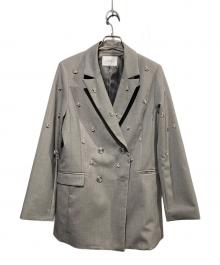 Noela（ノエラ）の古着「ビジューダブルジャケット」｜グレー