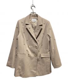 Noela（ノエラ）の古着「ビジューダブルジャケット」｜ベージュ