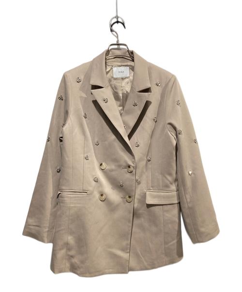 Noela（ノエラ）Noela (ノエラ) ビジューダブルジャケット ベージュ サイズ:Sの古着・服飾アイテム