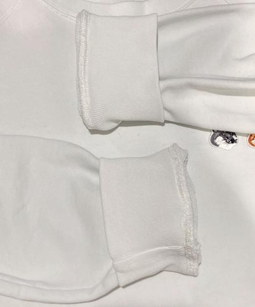 maison kitsune（メゾンキツネ）MAISON KITSUNE (メゾンキツネ) ダブル パッチ クラシック スウェットシャツ ホワイト サイズ:XLの古着・服飾アイテム