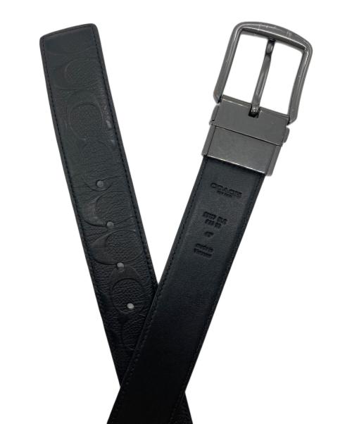 COACH（コーチ）COACH (コーチ) ワイド ハーネス カット トゥ サイズ リバーシブル シグネチャー レザー ベルト ブラック サイズ:42の古着・服飾アイテム