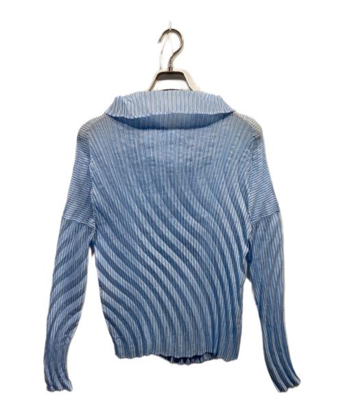 ISSEY MIYAKE（イッセイミヤケ）ISSEY MIYAKE (イッセイミヤケ) ストライププリーツブラウス ブルー サイズ:2の古着・服飾アイテム