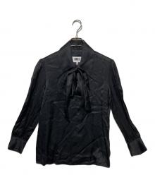 MM6 Maison Margiela（エムエムシックスメゾンマルジェラ）の古着「ボウタイサテンブラウス」｜ブラック