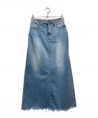 GOOD GRIEF!グッドグリーフ）の古着「CUT OFF HEM DENIM LONG SKIRT」｜インディゴ