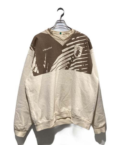 b Eautiful（ビューティフル）b Eautiful (ビューティフル) Soccer Jersey 2 Crewneck Sweatshirt ベージュ サイズ:XLの古着・服飾アイテム