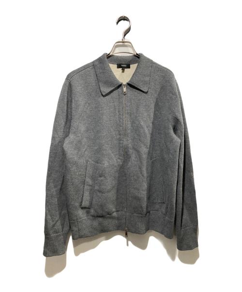 theory（セオリー）theory (セオリー) ダブルフェイスジップアップニット/ドライバーズニット グレー サイズ:Mの古着・服飾アイテム
