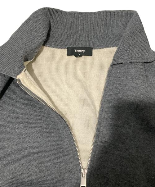theory（セオリー）theory (セオリー) ダブルフェイスジップアップニット/ドライバーズニット グレー サイズ:Mの古着・服飾アイテム