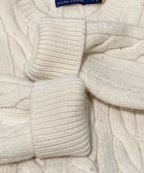 POLO RALPH LAUREN（ポロ・ラルフローレン）POLO RALPH LAUREN (ポロ・ラルフローレン) ウールカシミヤケーブルニットカーディガン ホワイト サイズ:Mの古着・服飾アイテム