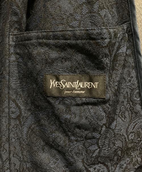 Yves Saint Laurent（イヴサンローラン）Yves Saint Laurent (イヴサンローラン) ジャガードライナーウールシルクステンカラーコート グレー サイズ:SIZE 170の古着・服飾アイテム