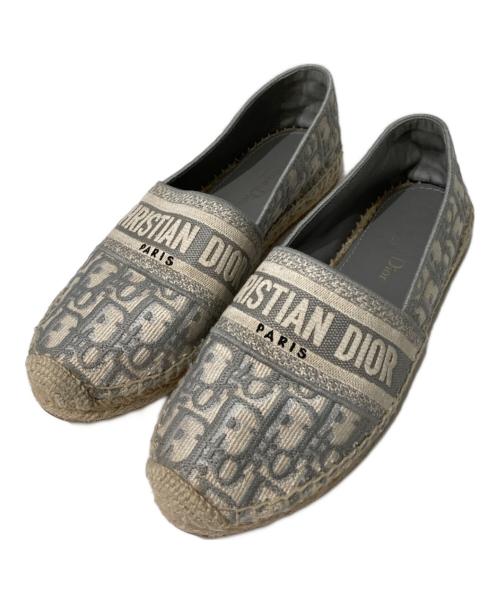 Christian Dior（クリスチャン ディオール）Christian Dior (クリスチャン ディオール) トロッター柄エスパドリーユ ライトグレー サイズ:37の古着・服飾アイテム
