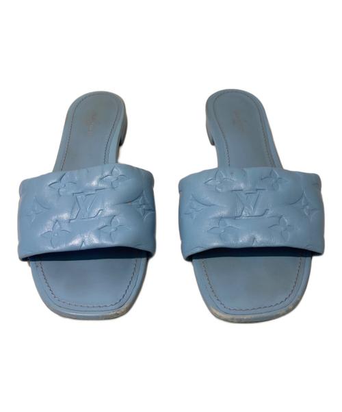LOUIS VUITTON（ルイ ヴィトン）LOUIS VUITTON (ルイ ヴィトン) エンボスロゴ加工ミュール スカイブルー サイズ:38の古着・服飾アイテム