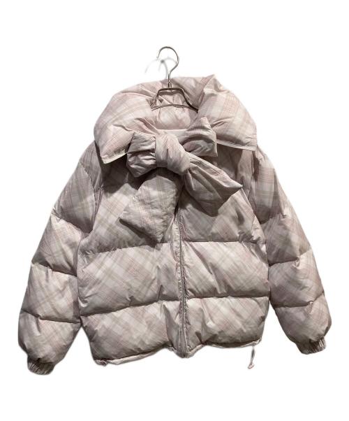 darich（ダーリッチ）darich (ダーリッチ) リボンチェックダウンジャケット ピンク サイズ:FREEの古着・服飾アイテム