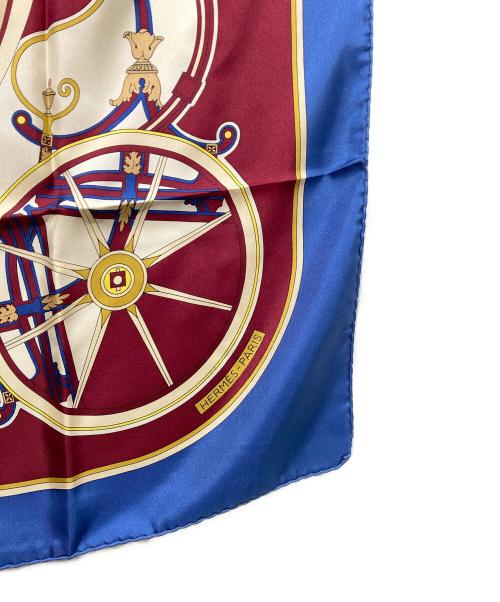 HERMES（エルメス）HERMES (エルメス) カレ90 ブルー×ボルドーの古着・服飾アイテム